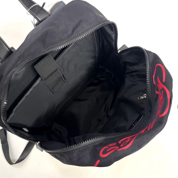 Ed Hardy Tattoo Patch Backpack Skull Tiger Flame Print Black Gray Checkered NWT - Picture 10 of 11